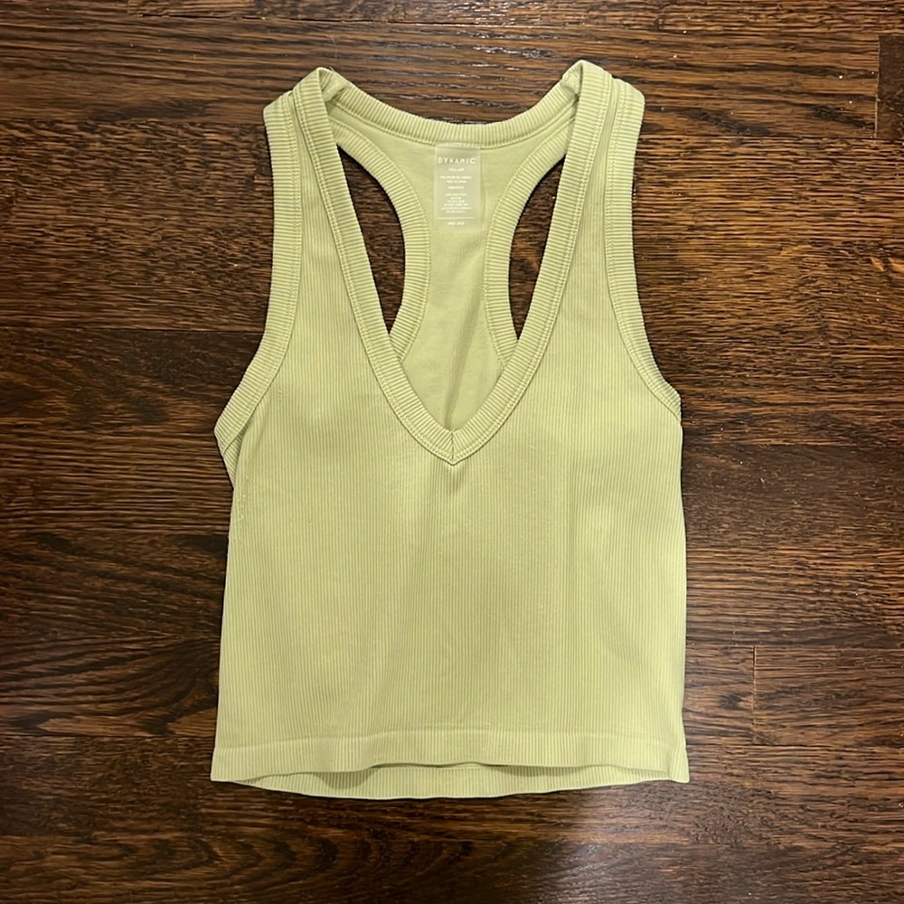 small sage/olive green ribbed racer back tank top